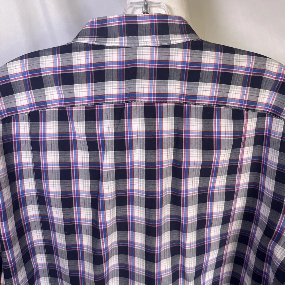 Banana Republic Men’s Plaid Long Sleeve Slim Fit Button Down Navy & Purple Large